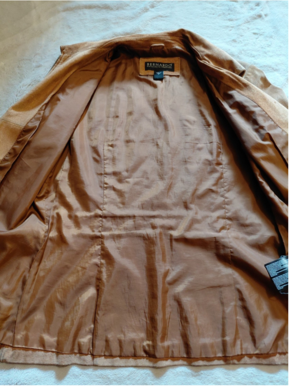 Bernardo For Nordstrom Genuine Leather Camel Zip Up Women’s Jacket Coat Medium - Picture 9 of 16